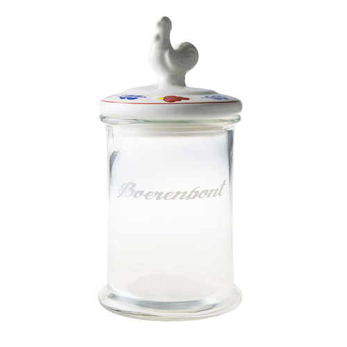 Boerenbont Glass - Storage Jar with Chicken on Lid (1.35L)