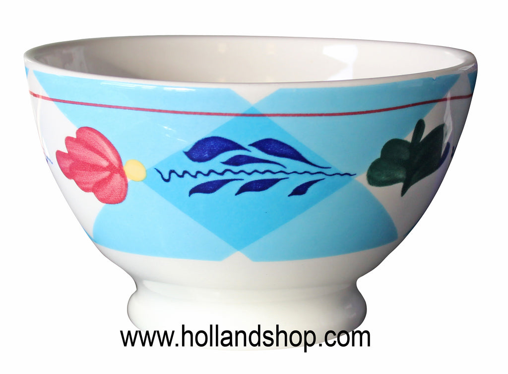 Boerenbont Bowl - Checkered Blue with Foot (13cm) (no longer in production)
