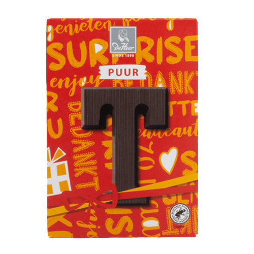 DeHeer Chocolate Letter 'T' Pure - 65gr.