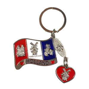 Keychain - Flag & Hearts with Icons