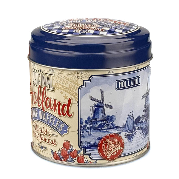 Stroopwafel Tin - Delft Blue with Red