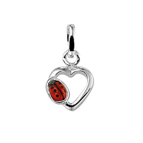 Ladybug Pendant - Heart w/ Side Bug