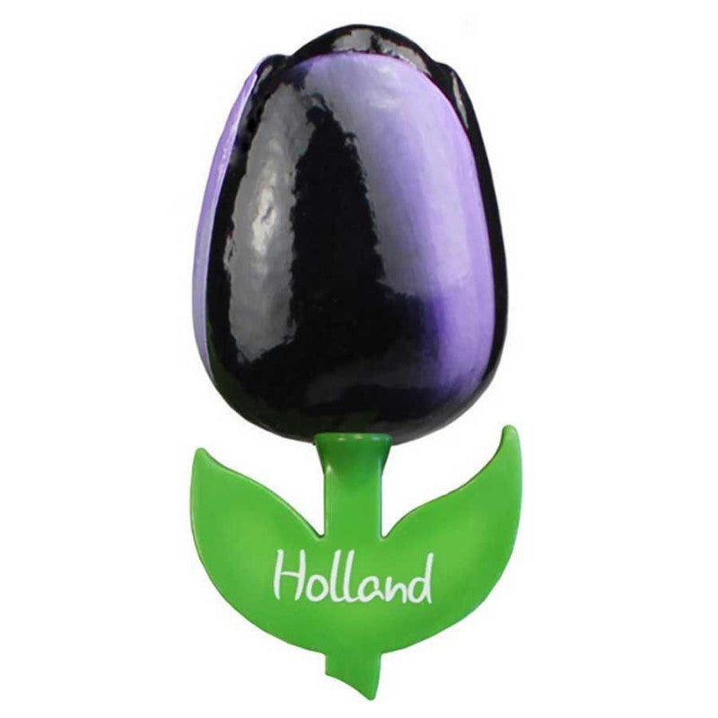 Tulip Magnet - Wood Aubergine/White (6cm)