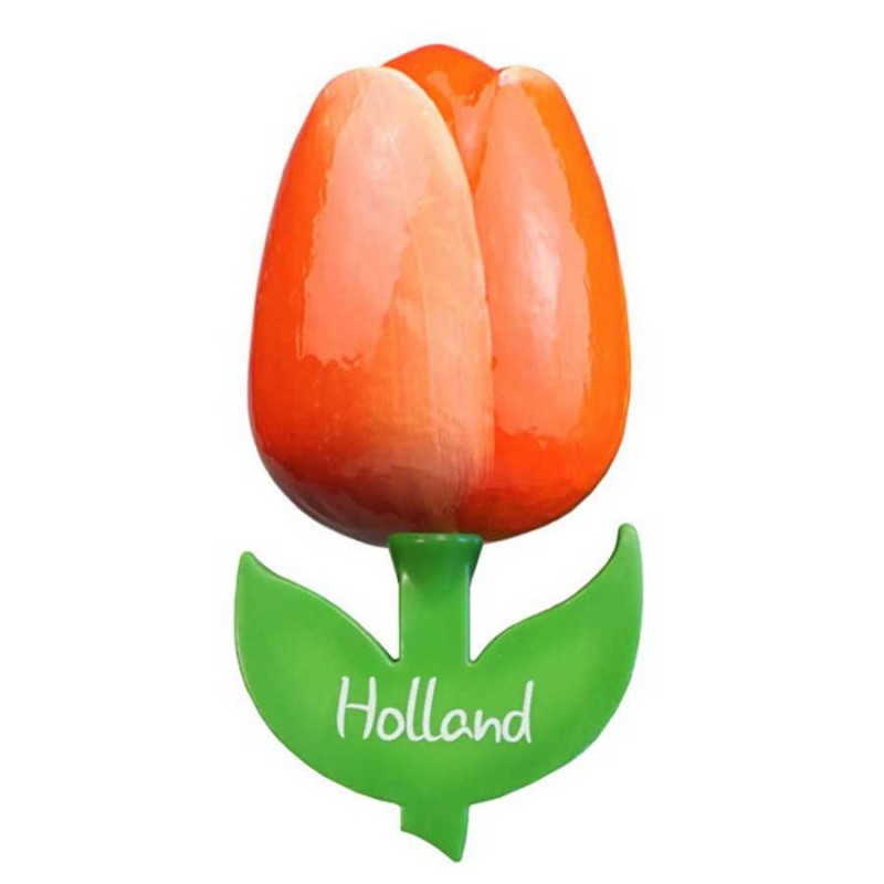 Tulip Magnet - Wood Orange/White (6cm)