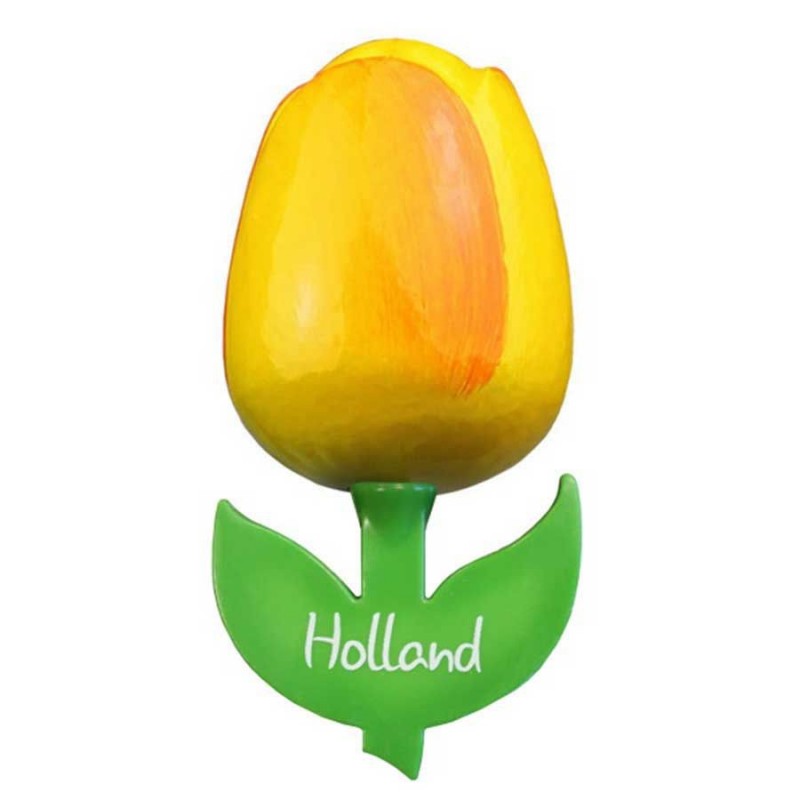 Tulip Magnet - Wood Yellow/Orange (6cm)