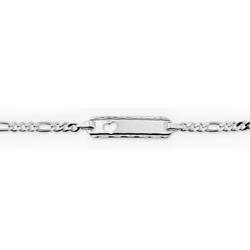 Baby Bracelet - Silver w/Heart Fancy Plate (5mm) 13-15cm