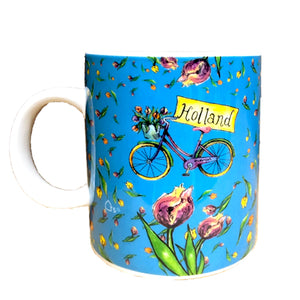 Mug - Holland Bike & Tulips (Blue)