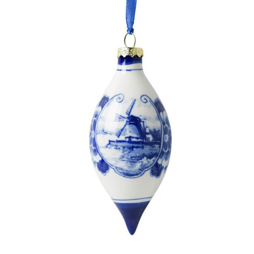 Ornament - Heinen Delft Blue Icicle with Landscape (7cm)