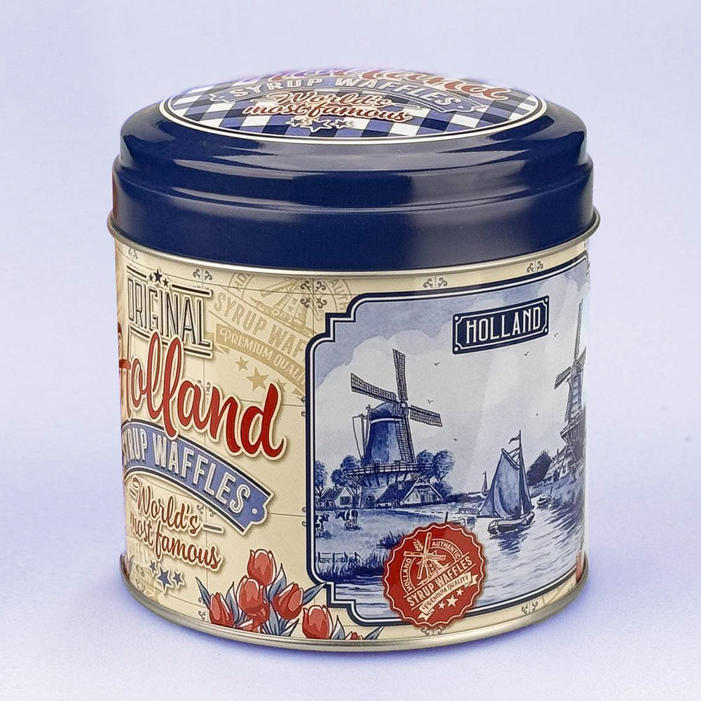 Stroopwafel Tin - Delft Blue with Red