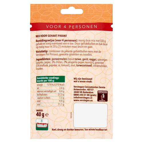 Verstegen Ground Beef Spicy (Gehakt Pikant) Spice Mix - 40g