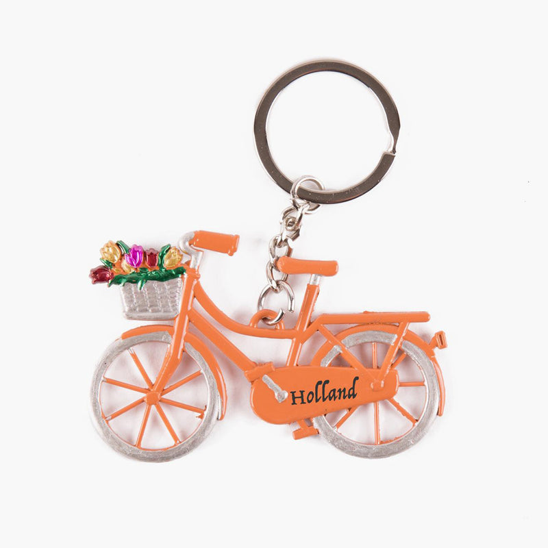 Keychain - Bicycle with Tulips (Orange)