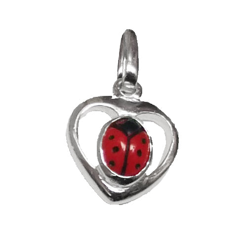 Ladybug Pendant - Heart w/ Straight Bug