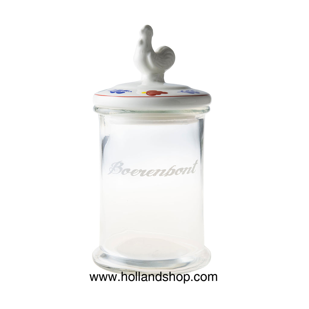 Boerenbont Glass - Storage Jar with Chicken on Lid (1.35L)