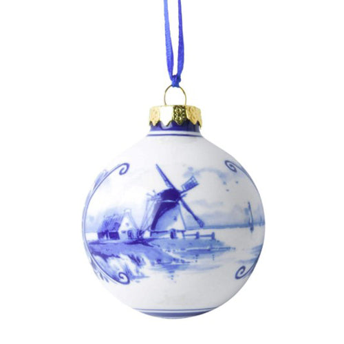 Ornament - Heinen Delft Blue Ball with Landscape (5cm)