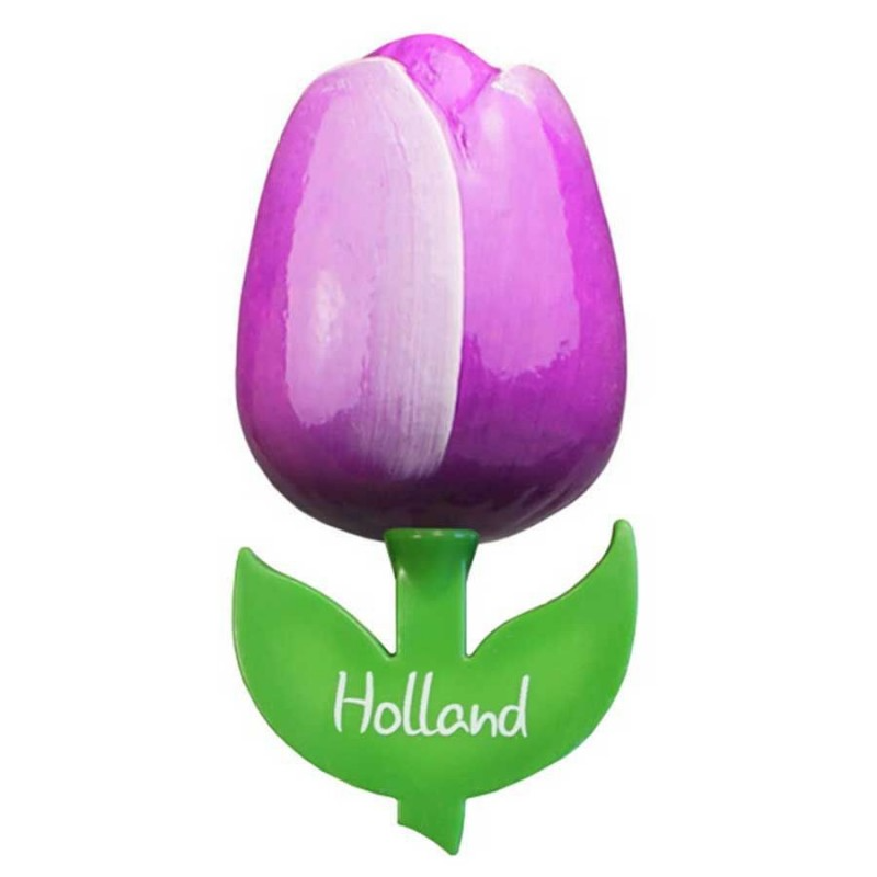 Tulip Magnet - Wood Purple/White (6cm)