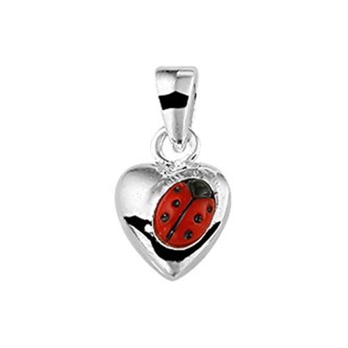 Ladybug Pendant - Heart w/ Angled Bug