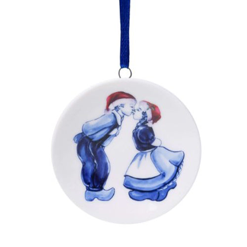 Ornament - Heinen Delft Blue Wall Plate with Kissing Couple (6cm)