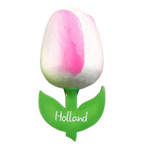 Tulip Magnet - Wood White/Pink (6cm)