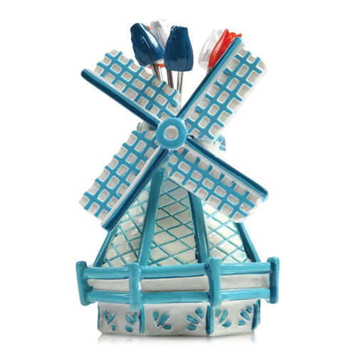 Party Pick Set- Boska Delft Blue Windmill (includes 6 picks)