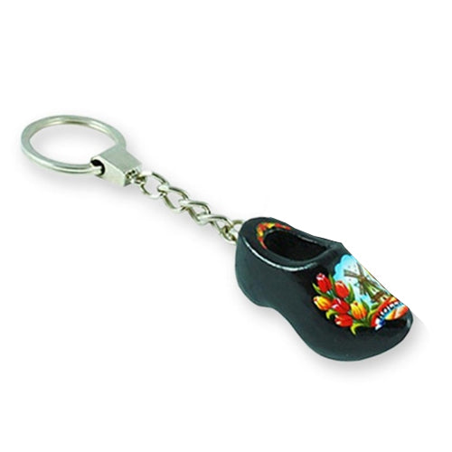 Keychain - Single Wooden Shoe (Black) 4cm