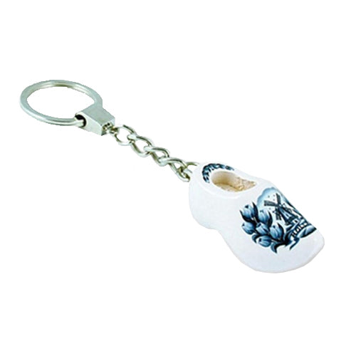 Keychain - Single Wooden Shoe (Delft Blue) 4cm