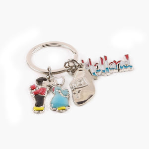Keychain - 3 Figures  (Silver with Clog)