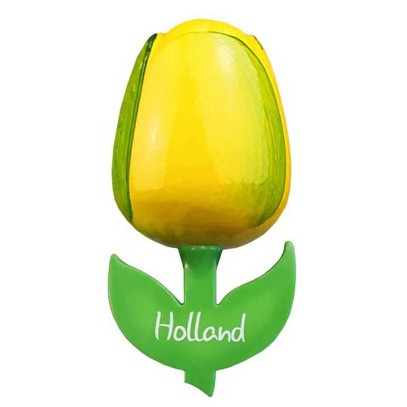 Tulip Magnet - Wood Yellow/Green (6cm)