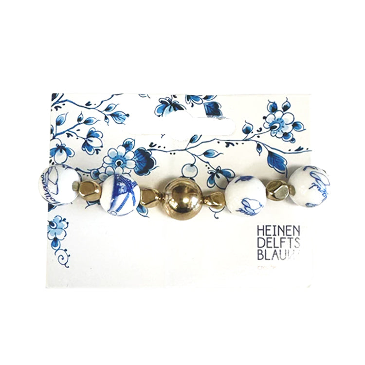 Bracelet - Heinen Delft Blue Windmill/Flower Beads