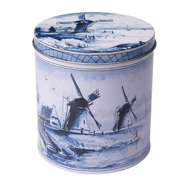 Stroopwafel Tin - Delft Blue Heinen Windmill Scene
