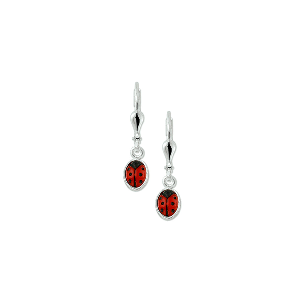 Ladybug Earrings - Dangling French Hook (Plain Bug Small)