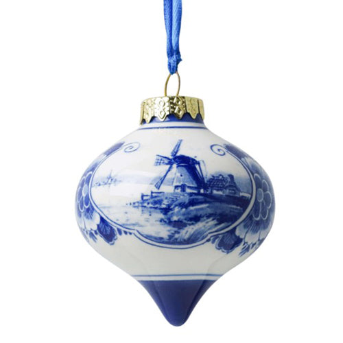 Ornament - Heinen Delft Blue Teardrop with Landscape (7cm)