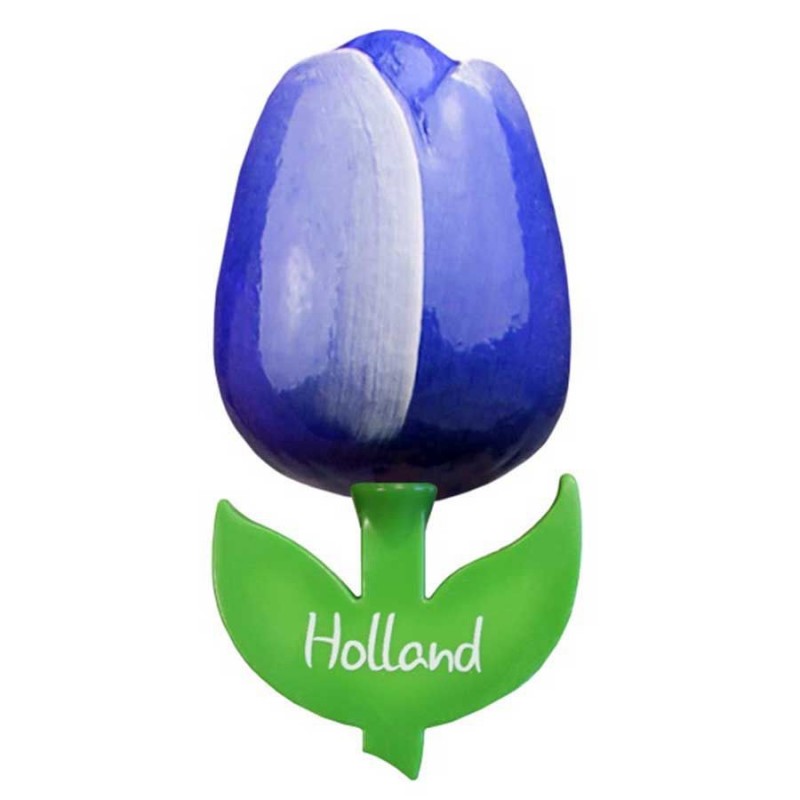 Tulip Magnet - Wood Blue/White (6cm)