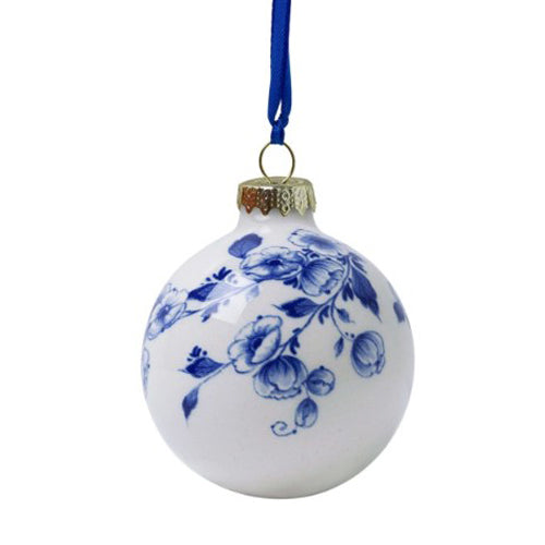 Ornament - Heinen Delft Blue Ball with Flowers (5cm)
