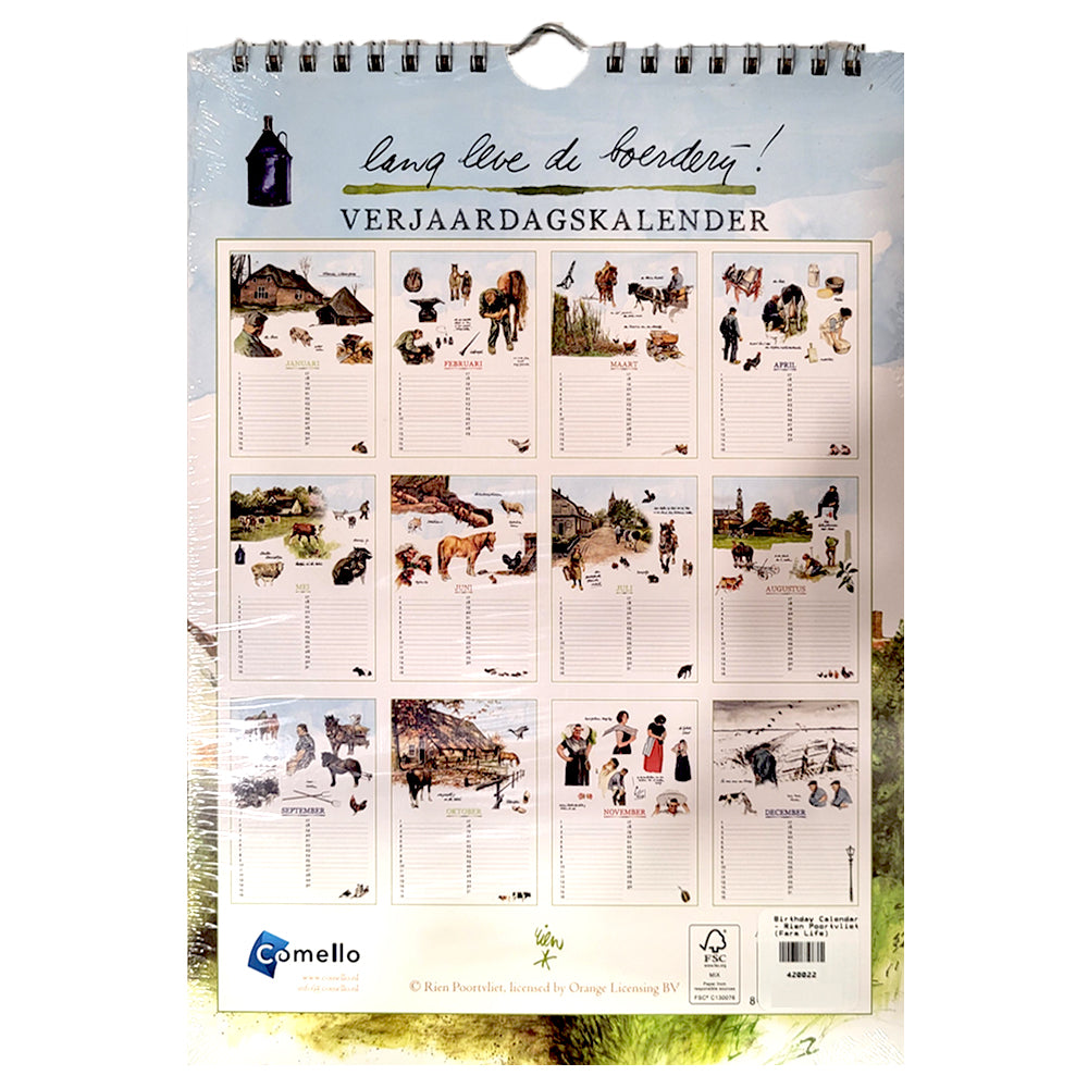 Birthday Calendar - Rien Poortvliet (Farm Life) 18x25cm