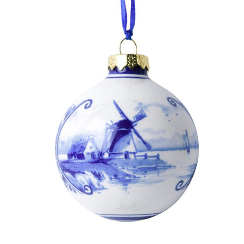 Ornament - Heinen Delft Blue Ball with Landscape (7cm)