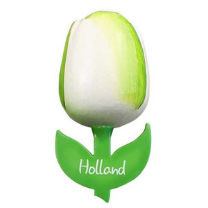 Tulip Magnet - Wood White/Green (6cm)