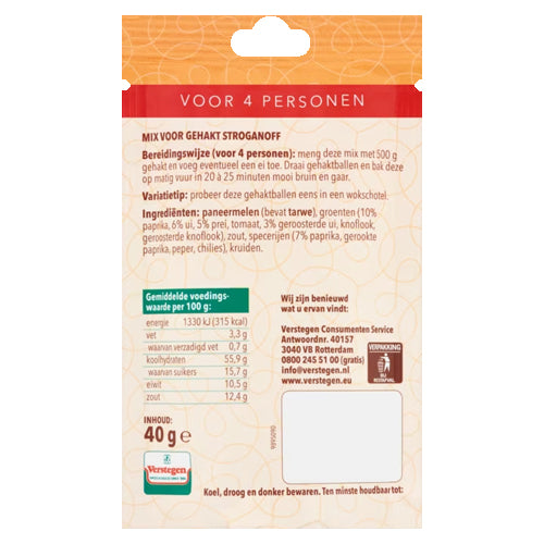 Verstegen Ground Beef (Gehakt) Stroganoff Spice Mix - 40g