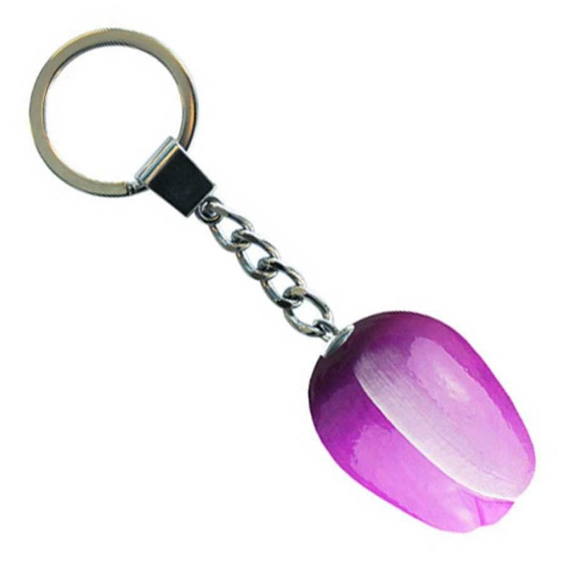 Tulip Keychain - Wood Purple/White (3.5cm)