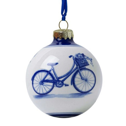 Ornament - Heinen Delft Blue Ball with Bicycle (7cm)