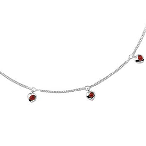 Ladybug Necklace - Dangling Heart w/ Angled Bug (Fine Chain) - 36-38cm