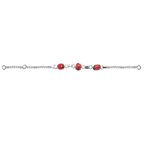 Ladybug Bracelet - 3 in a Row (Fine Chain) 9-11cm