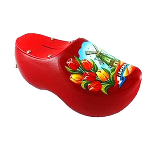 Piggybank - Wooden Shoe (Red) 14cm