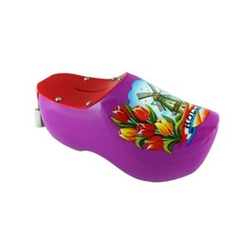Piggybank - Wooden Shoe (Purple) 14cm