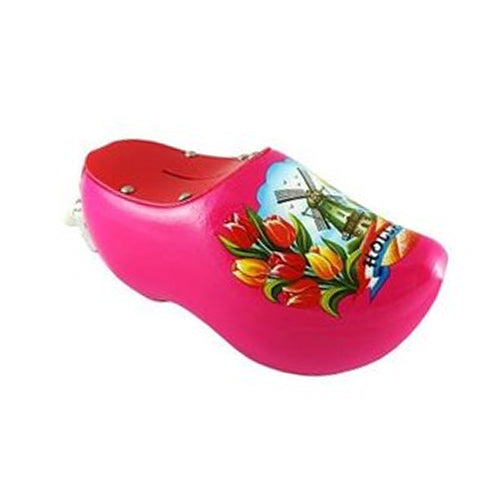 Piggybank - Wooden Shoe (Pink) 14cm