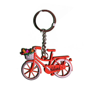 Keychain - Bicycle with Tulips (Orange)