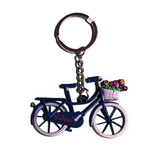 Keychain - Bicycle with Tulips (Blue)