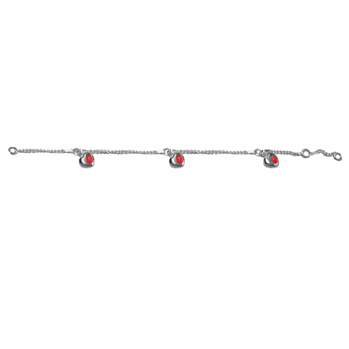 Ladybug Bracelet - Heart w/ Angled Bug (Fine Chain) 11-13cm