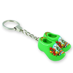 Keychain - Pair Wooden Shoes (Lime) 4cm