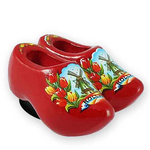 Magnet - Pair Wooden Shoes (Red) 4cm.