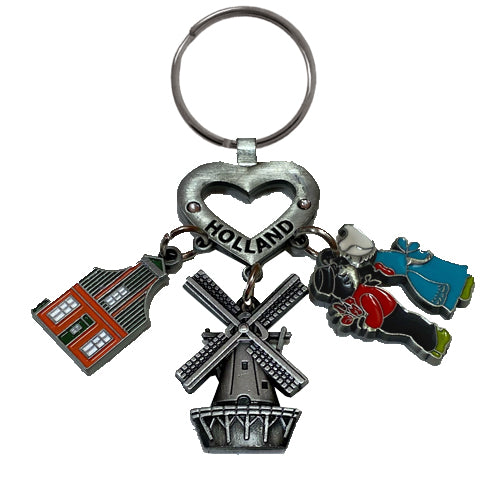 Keychain - Dutch Icons (Pewter with Mill)